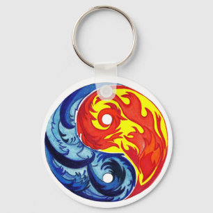 Fire and Ice Yin-Yang Nyckelring