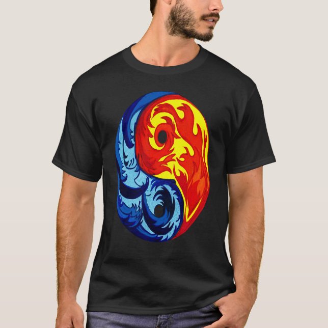 Fire and Ice Yin Yang T Shirt (Framsida)