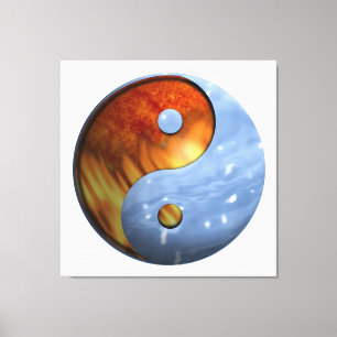 Fire and Vatten Yin and Yang Symbol Canvastryck