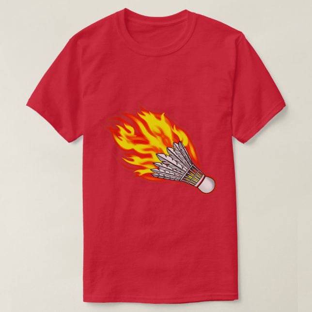 Fire Badminton Birdie T Shirt (Design framsida)