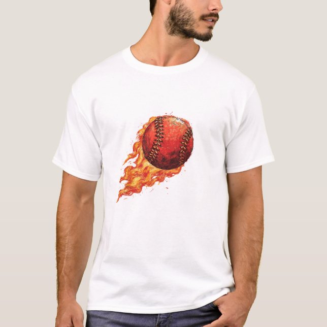 Fire Baseball  T Shirt (Framsida)