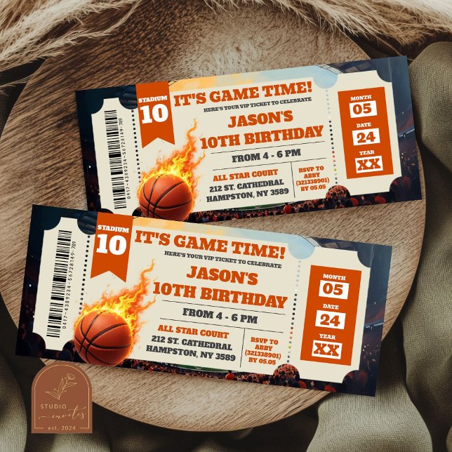 Fire Basketball Slam Dunk Spel Biljett Födelsedag (Skapare uppladdad)