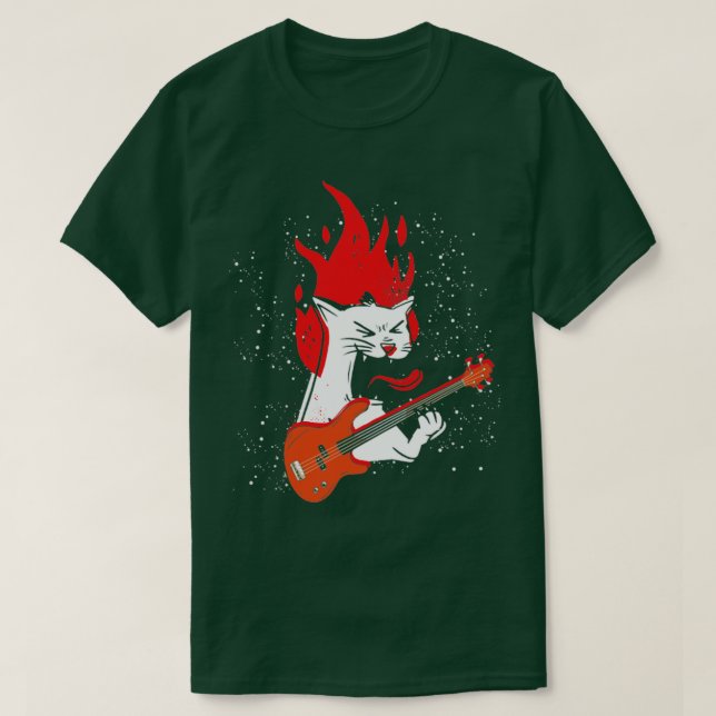 Fire Bass Guitar T Shirt (Design framsida)