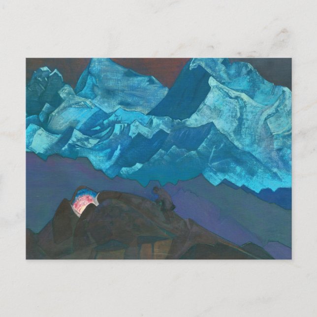 Fire Blommar, 1924 av Nicholas Roerich Vykort (Framsida)