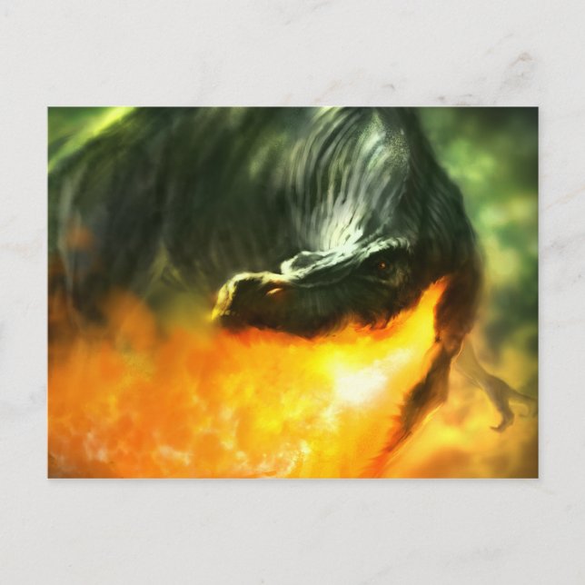 Fire-Breathing Dinosaur eller Dragon av Michael Ma Vykort (Framsida)
