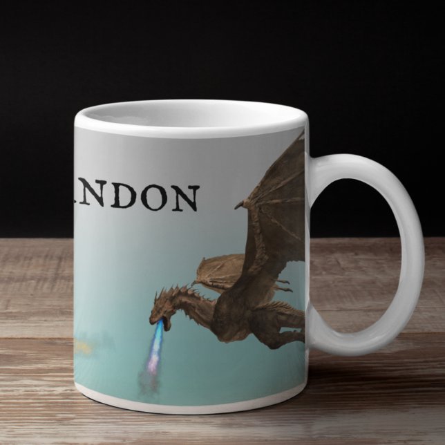 Fire Breathing Dragon Wyvern Personlig Kaffemugg (Skapare uppladdad)