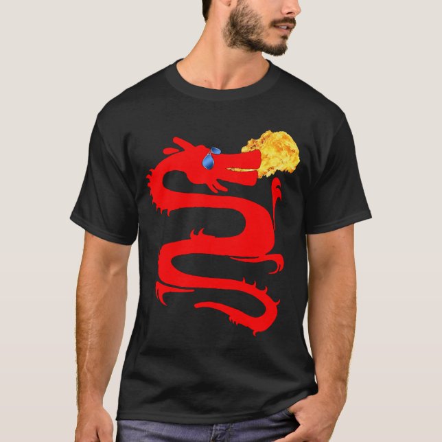 Fire Breathing Red Dragon T-Shirt, Fantasy, ZKOAG T Shirt (Framsida)