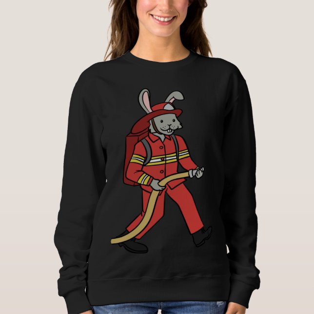 Fire brigade rabbit rabbit firefighter t shirt (Framsida)