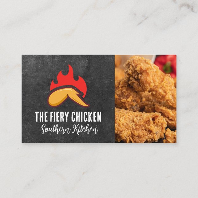 Fire Chicken Vinge Logotyp | Äkta kycklingar Visitkort (Framsida)