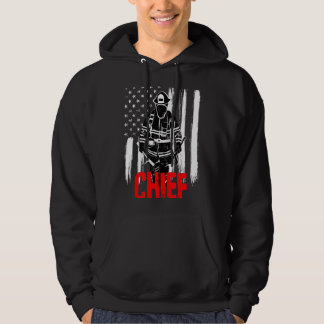 Fire Chief Firefighter Shirt - Fireman med Flagga Hoodie