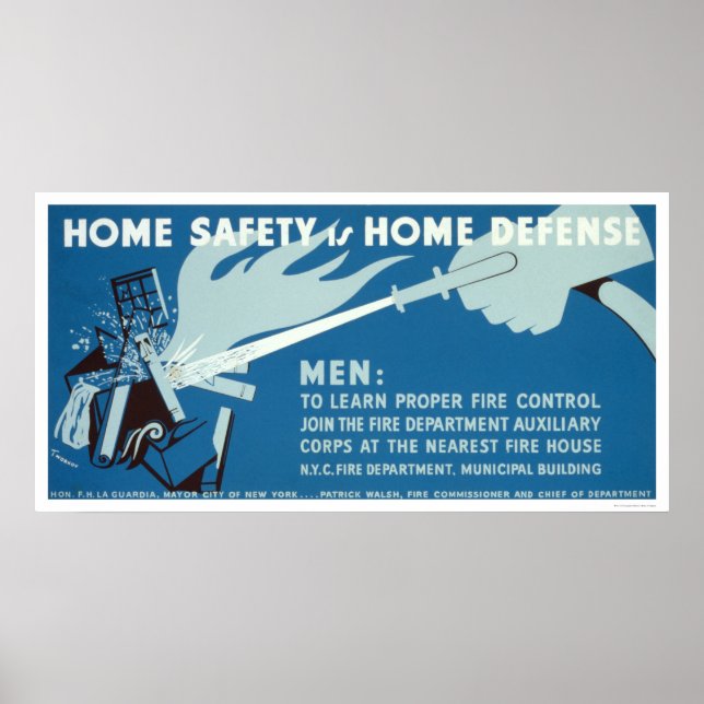 Fire Control Safety NYC 1942 WPA Poster (Framsidan)