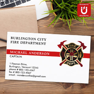 Fire Department Anpassningsbar Logotyp Modern Red Magnetiska Visitkort