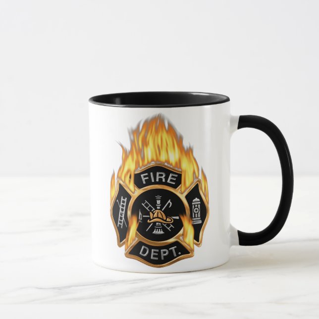 Fire Department Badge Flaming Guld Mugg (Höger)