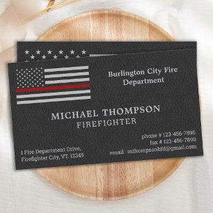 Fire Department Faux Leather Fireman Firefighter Visitkort