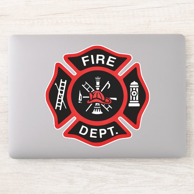 Fire Department Firefighter Badge Red Klistermärken (Dator)