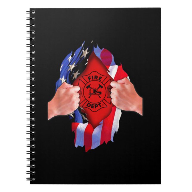 Fire Department Flagga Firefighter Thin Red Line Anteckningsbok (Framsidan)