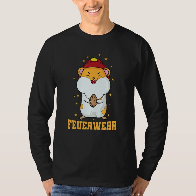 Fire Department Hamster with Fire Helmet T Shirt (Framsida)