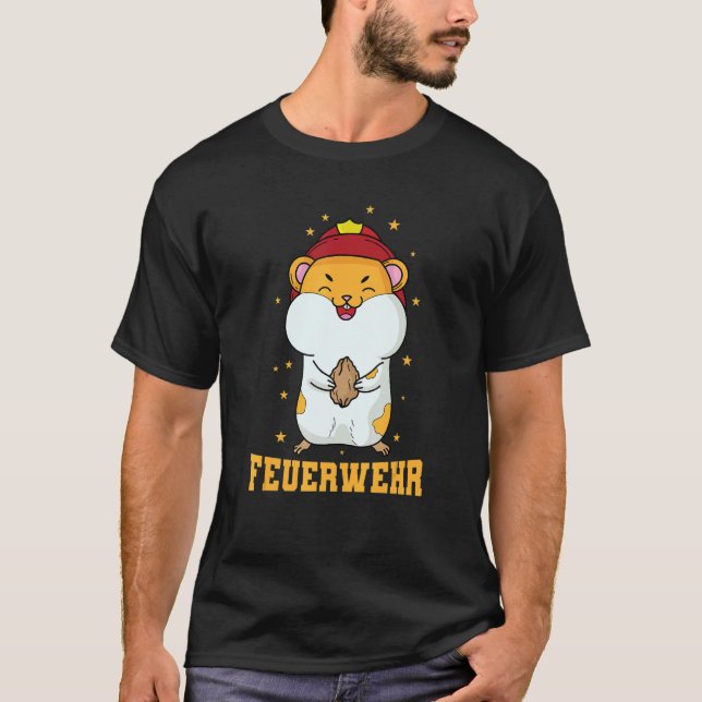 Fire Department Hamster with Fire Helmet T Shirt (Framsida)