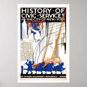 Fire Department Lastbil NYC 1936 WPA Poster