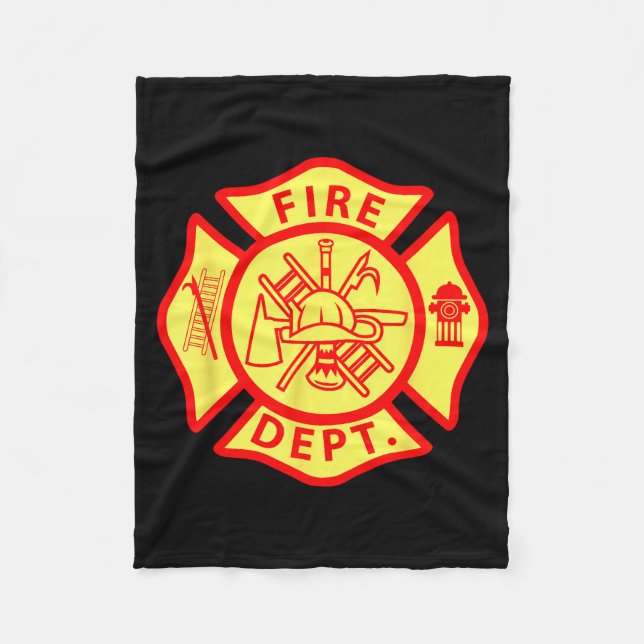 Fire Department Logo Uniform Fireman Symbol Firefi Fleecefilt (Framsidan)