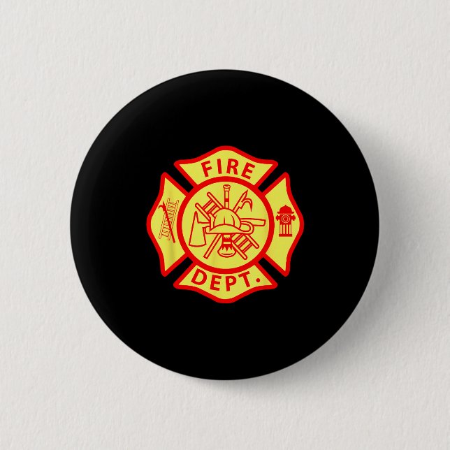 Fire Department Logo Uniform Fireman Symbol Firefi Knapp (Framsida)