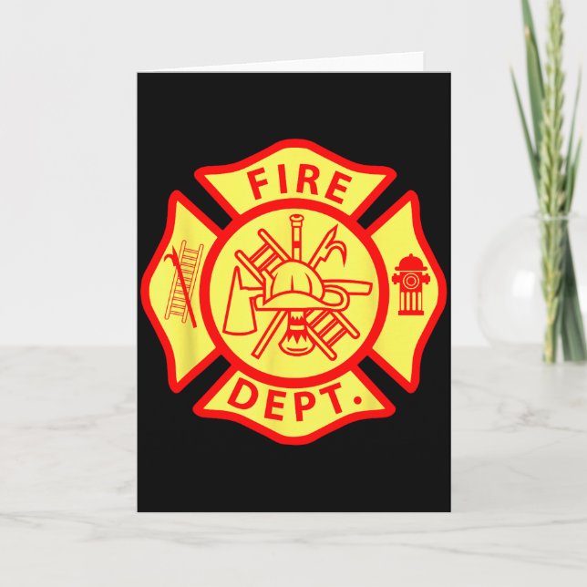 Fire Department Logo Uniform Fireman Symbol Firefi Kort (Framsida)