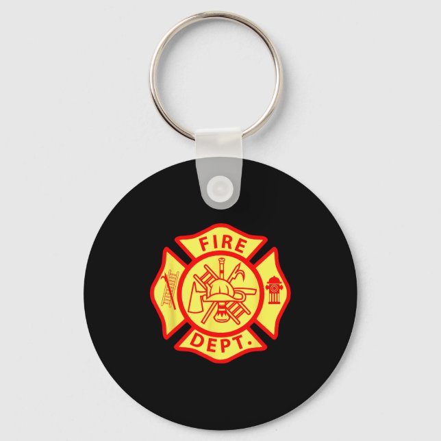 Fire Department Logo Uniform Fireman Symbol Firefi Nyckelring (Framsida)