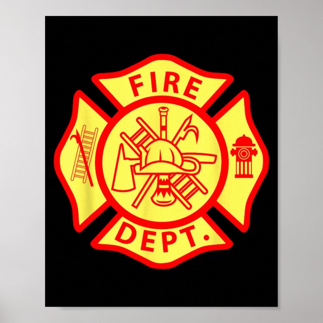 Fire Department Logo Uniform Fireman Symbol Firefi Poster (Framsidan)