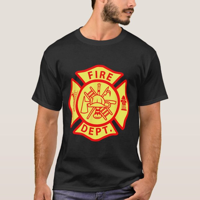 Fire Department Logo Uniform Fireman Symbol Firefi T Shirt (Framsida)
