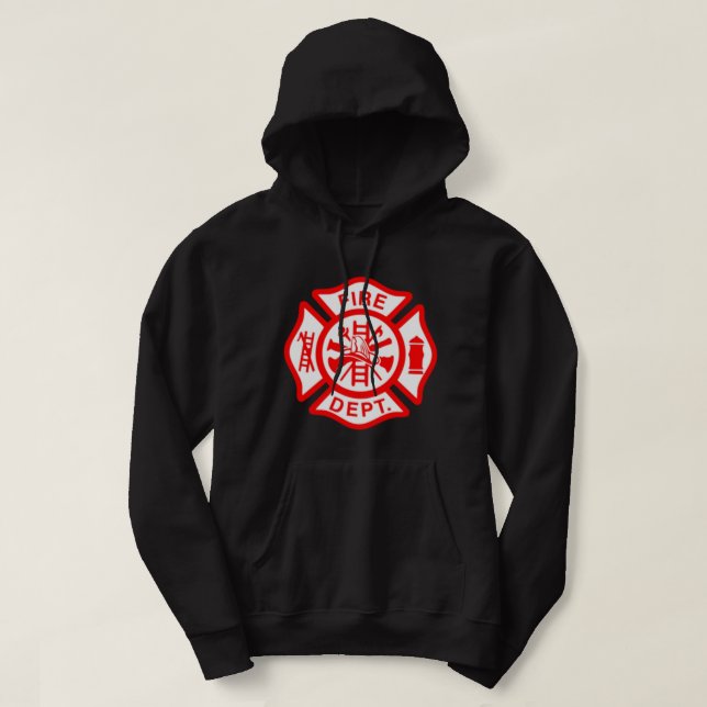 Fire Department Logotyp Uniform Fireman Symbol Fir Hoodie (Design framsida)
