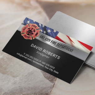 Fire Department Patriotic Firefighter USA flagga Visitkort