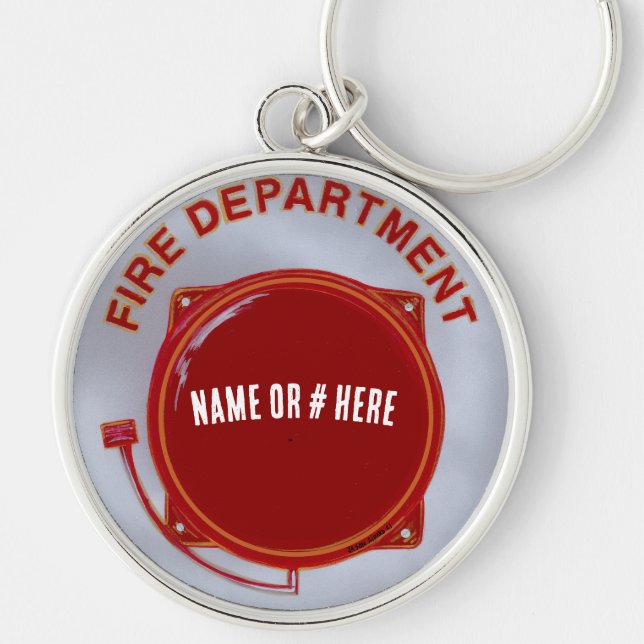 Fire Department Personalized Keychain Rund Silverfärgad Nyckelring (Framsidan)