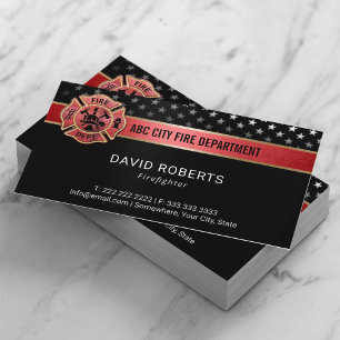 Fire Department Professionell Firefighter Black Visitkort