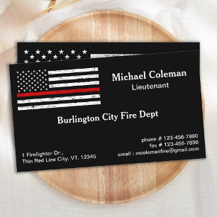 Fire Department Thin Red Line Firefighter Visitkort