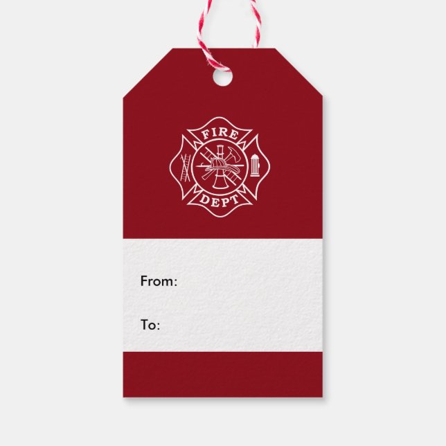 Fire Dept Maltese Kor Gift Märkre Presentetikett (Baksidan)