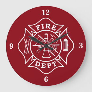 Fire Dept Maltese Kor Large Wall Clock Stor Klocka