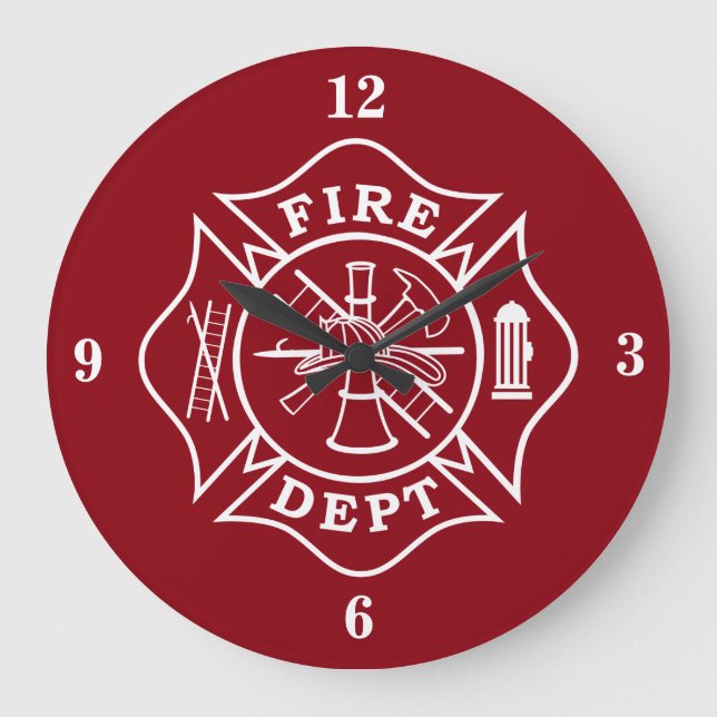 Fire Dept Maltese Kor Large Wall Clock Stor Klocka (Framsida)