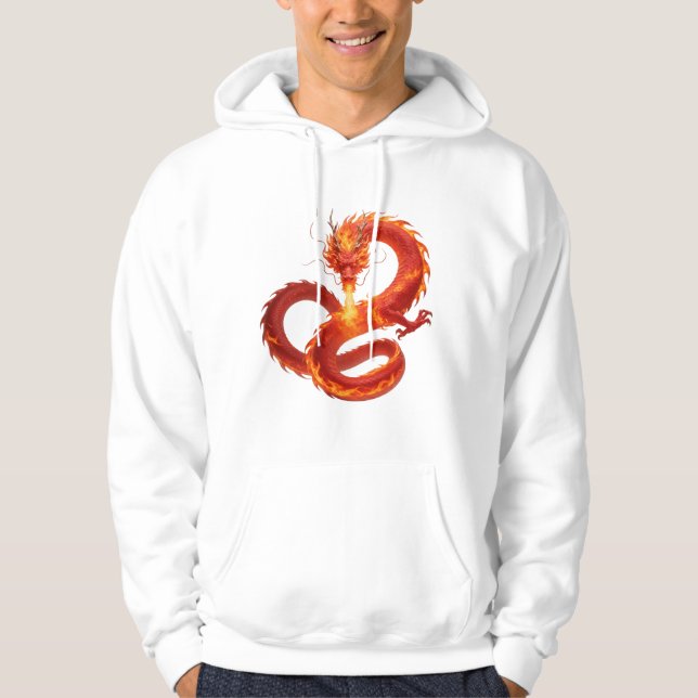 Fire Dragon Fantasy Art Design, Mythical Creature  Hoodie (Framsida)