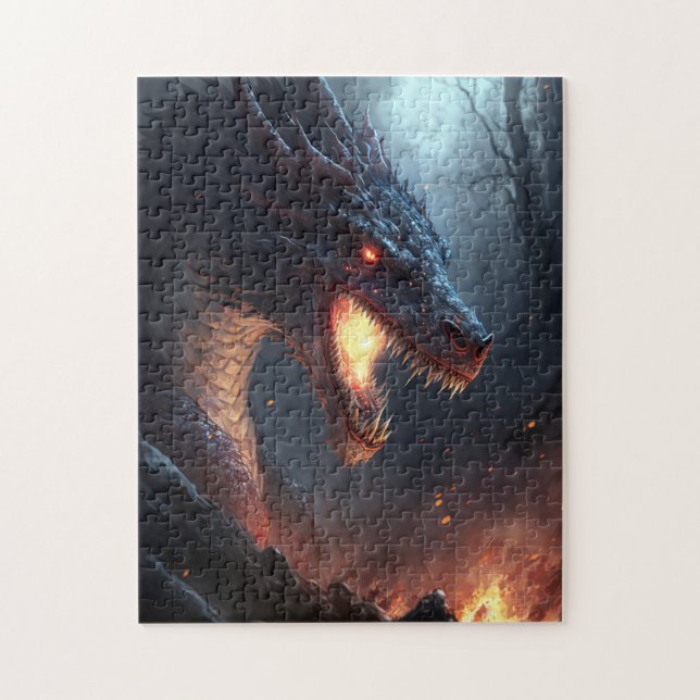 Fire Dragon Fantasy Art Jigszle Puzzle Pussel (Vertikal)