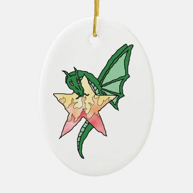 Fire Dragon Julgransprydnad Keramik (Framsidan)