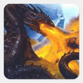 Fire Dragon med Beowulf Fyrkantigt Klistermärke