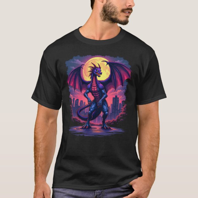 Fire Dragon Moonlight City Graphic Tee (Framsida)
