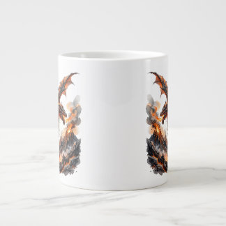 Fire Dragon Mug | Flaming Dragon Accent Coffee Mug Jumbo Mugg