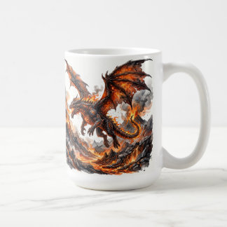 Fire Dragon Mug | Flaming Dragon Accent Coffee Mug Kaffemugg