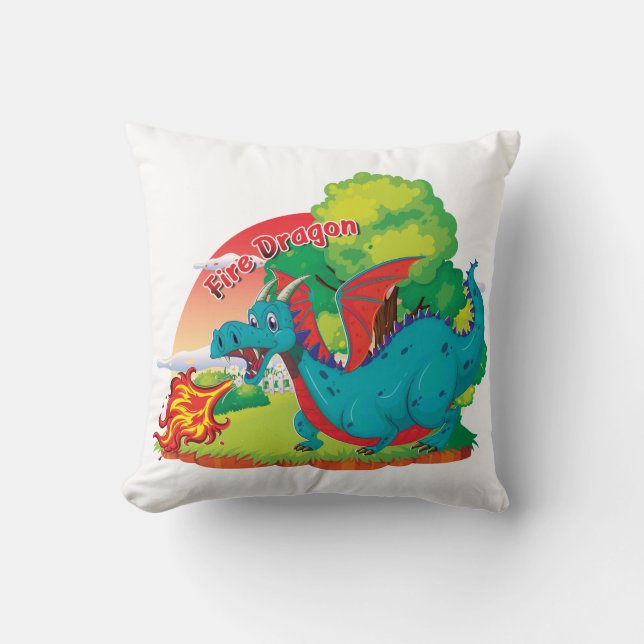 Fire Dragon Pillow Kudde (Framsida)