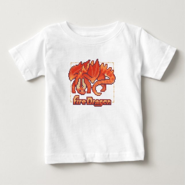 Fire dragon, pixel art t shirt (Framsida)