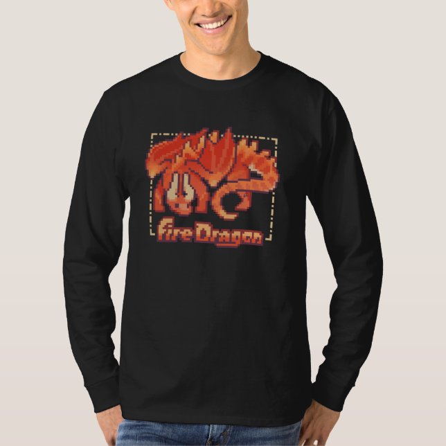 Fire dragon, pixel art t shirt (Framsida)