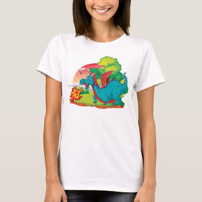 Fire Dragon Women Shirt T (Framsida)