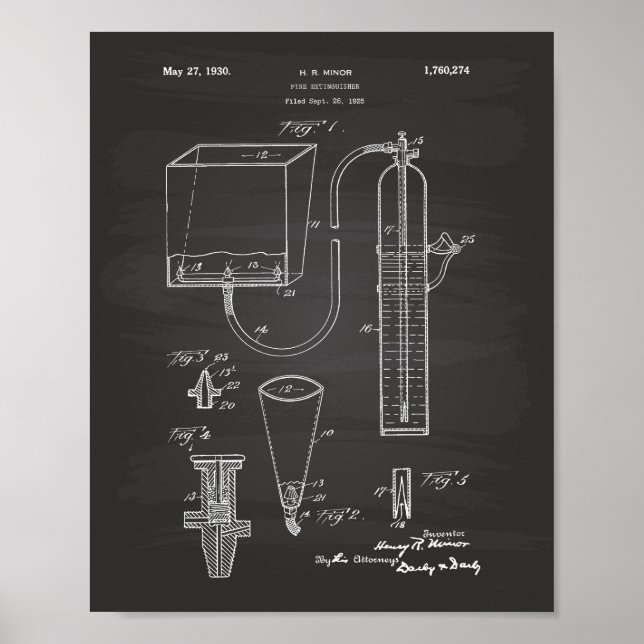 Fire Exinguisher 1930 Patent Art - Chalkboard Poster (Framsidan)