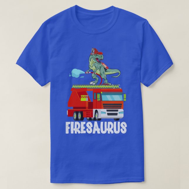 Fire Fighter Saurus Firetruman Fireman Dinosaur T Shirt (Design framsida)